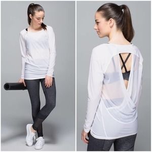 Lululemon If Youre Lucky Long Sleeve Tee White Sz 12 Mesh